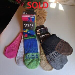 Crocs Socks 6 Pairs, Quarter & Crew Assorted New in Bag Never Worn, Unisex (M)